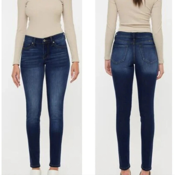 Kancan Mid Rise Gradient Skinny Jeans, Dark Wash, Lots of Stretch, Size 13, EUC! - Picture 1 of 11
